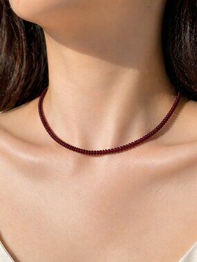 Ruby Red Gemstone Choker Necklace | Burgundy Beaded Necklace